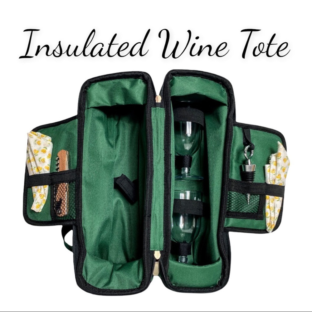 Hunter Green Insulated Wine Tote - Wine For Two